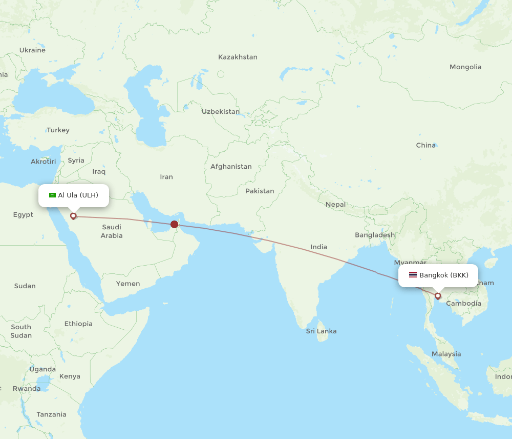 BKK-ULH flight routes