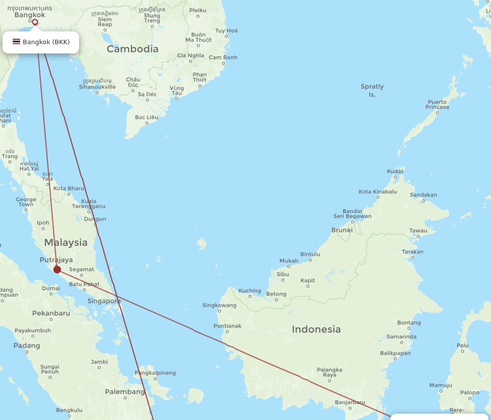 BKK-UPG flight routes