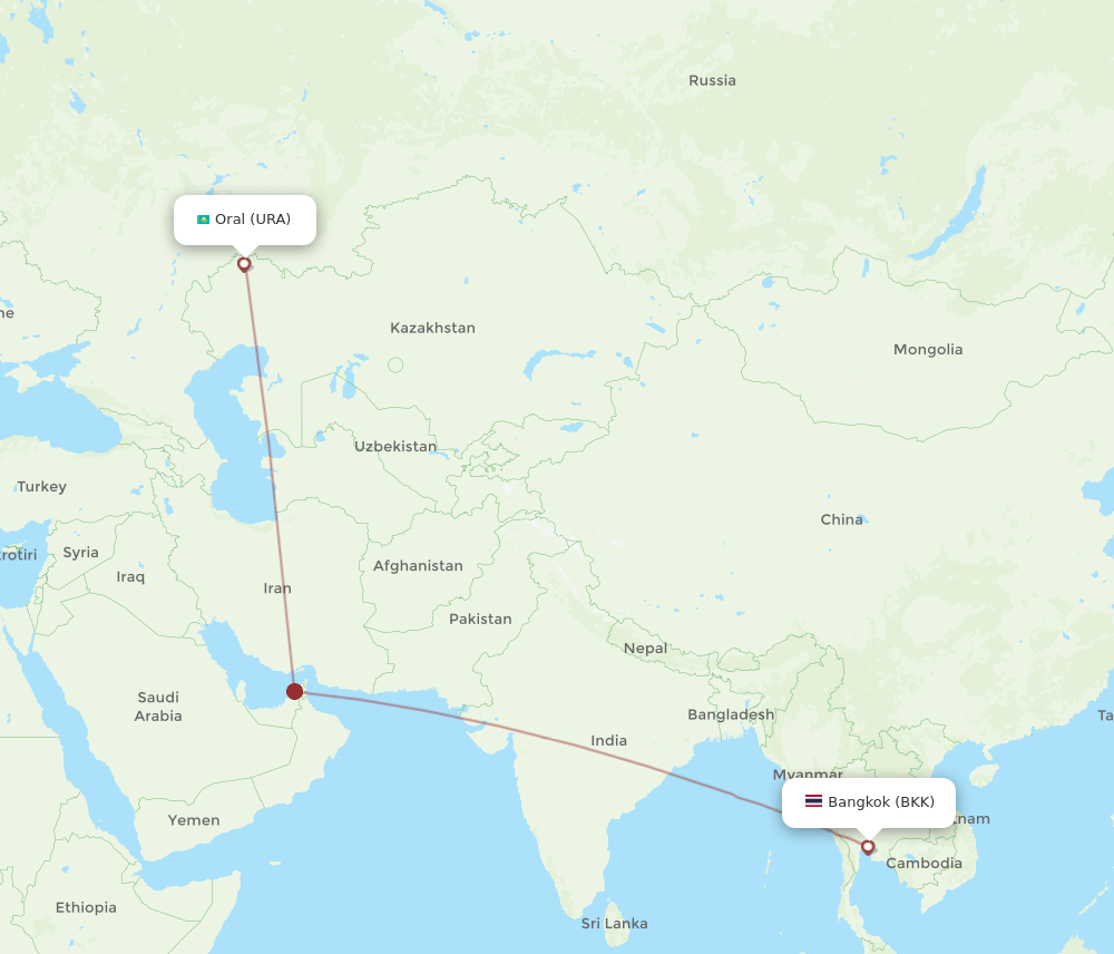 BKK-URA flight routes