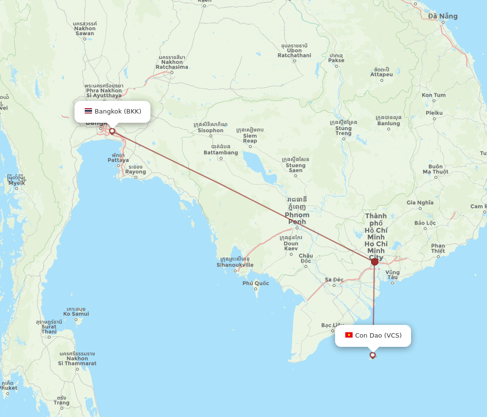 BKK to VCS flights and routes map