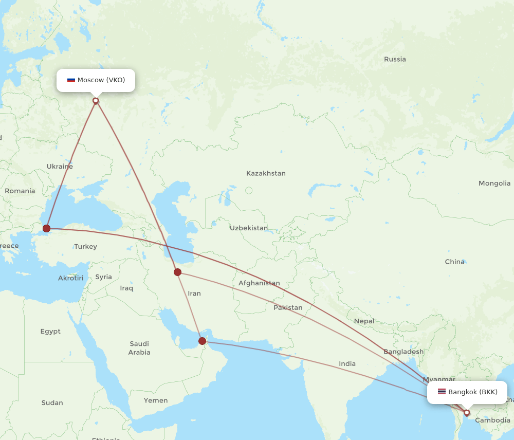 BKK-VKO flight routes