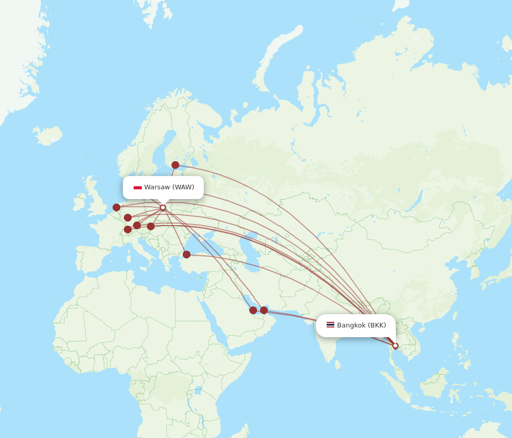 BKK-WAW flight routes