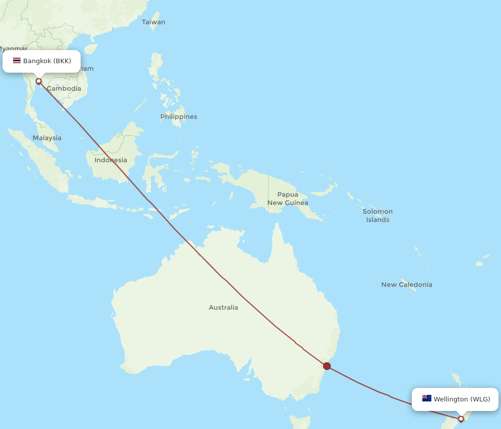 BKK-WLG flight routes