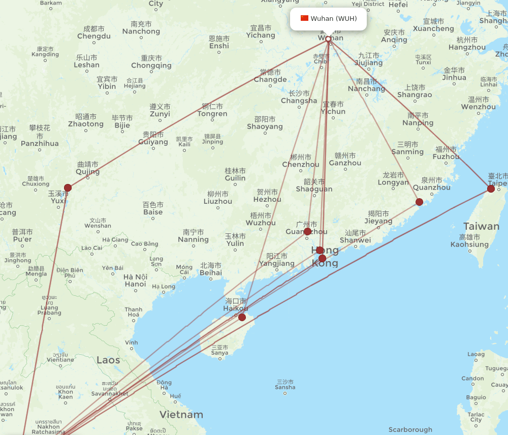BKK-WUH flight routes
