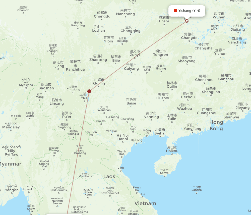 BKK-YIH flight routes