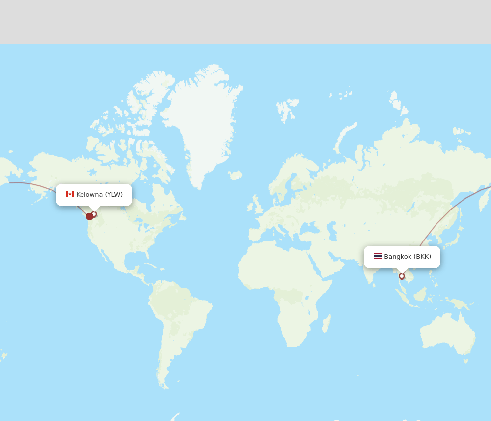 BKK to YLW flights and routes map