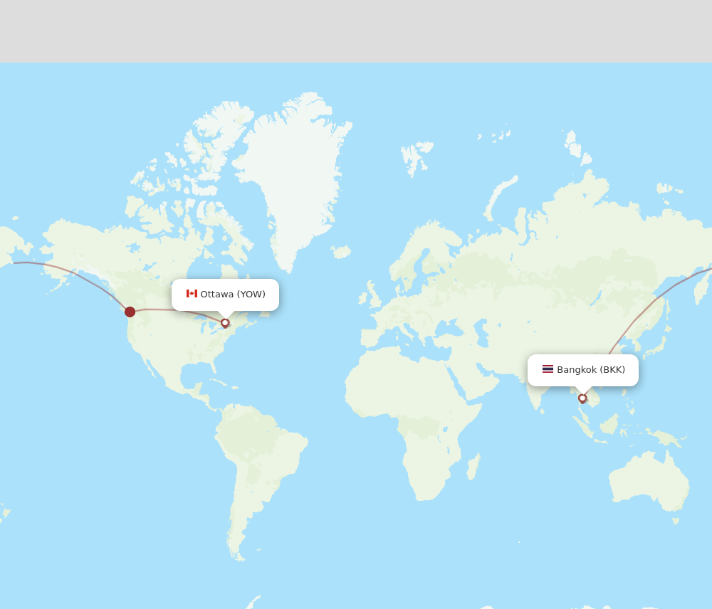 BKK to YOW flights and routes map