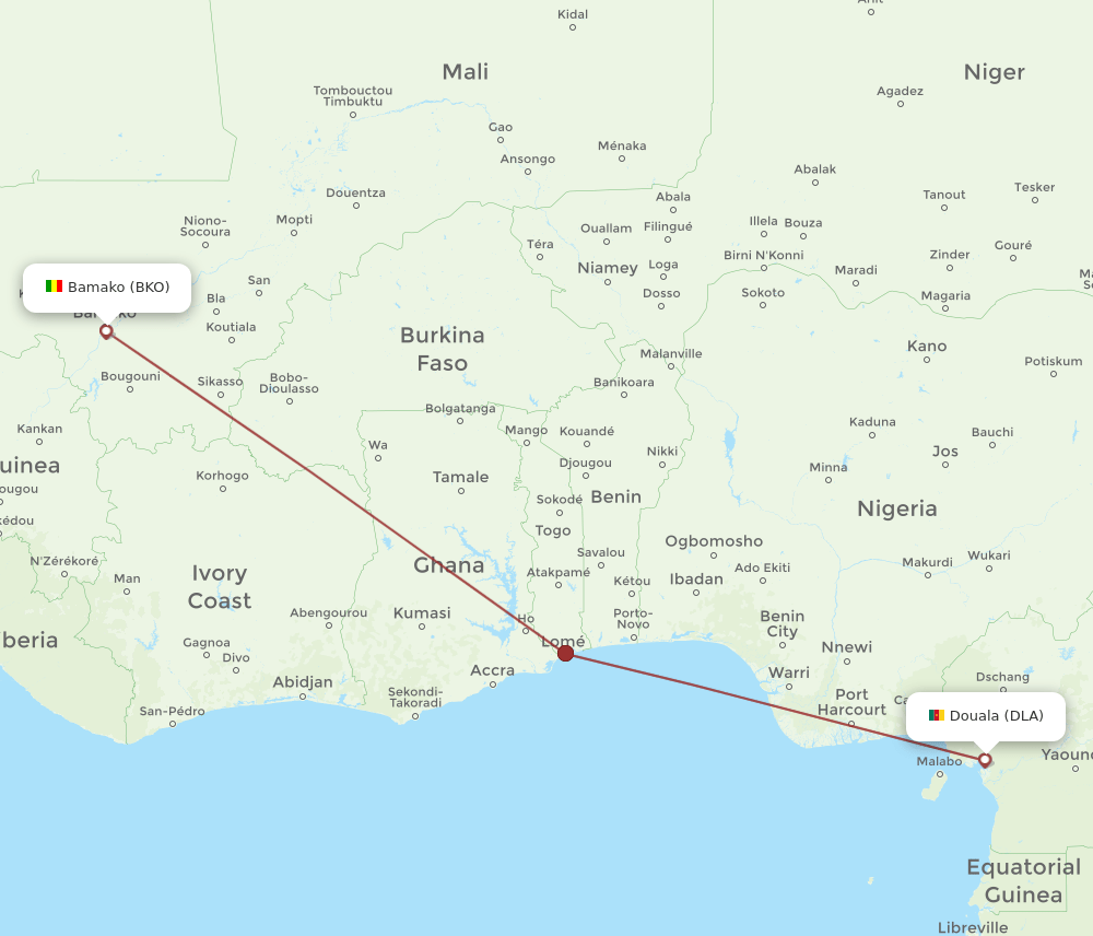 BKO to DLA flights and routes map