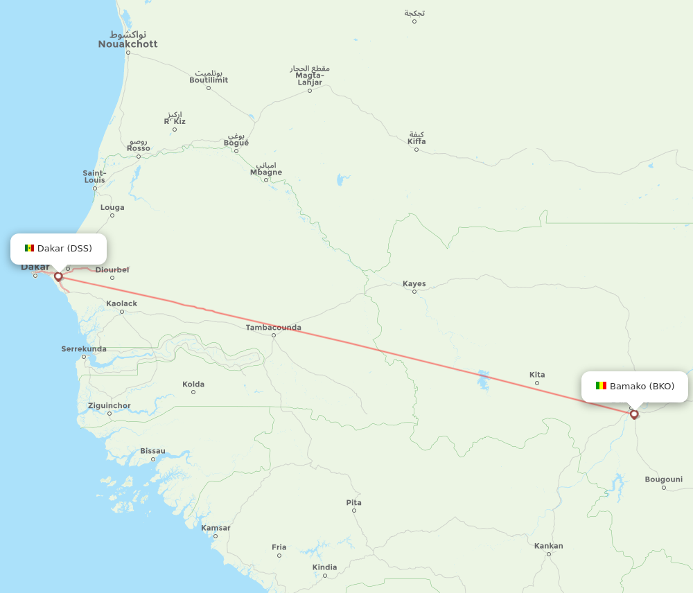 BKO to DSS flights and routes map
