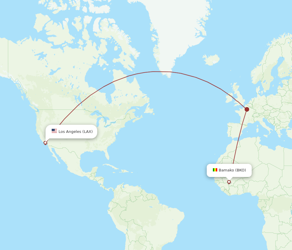 BKO-LAX flight routes