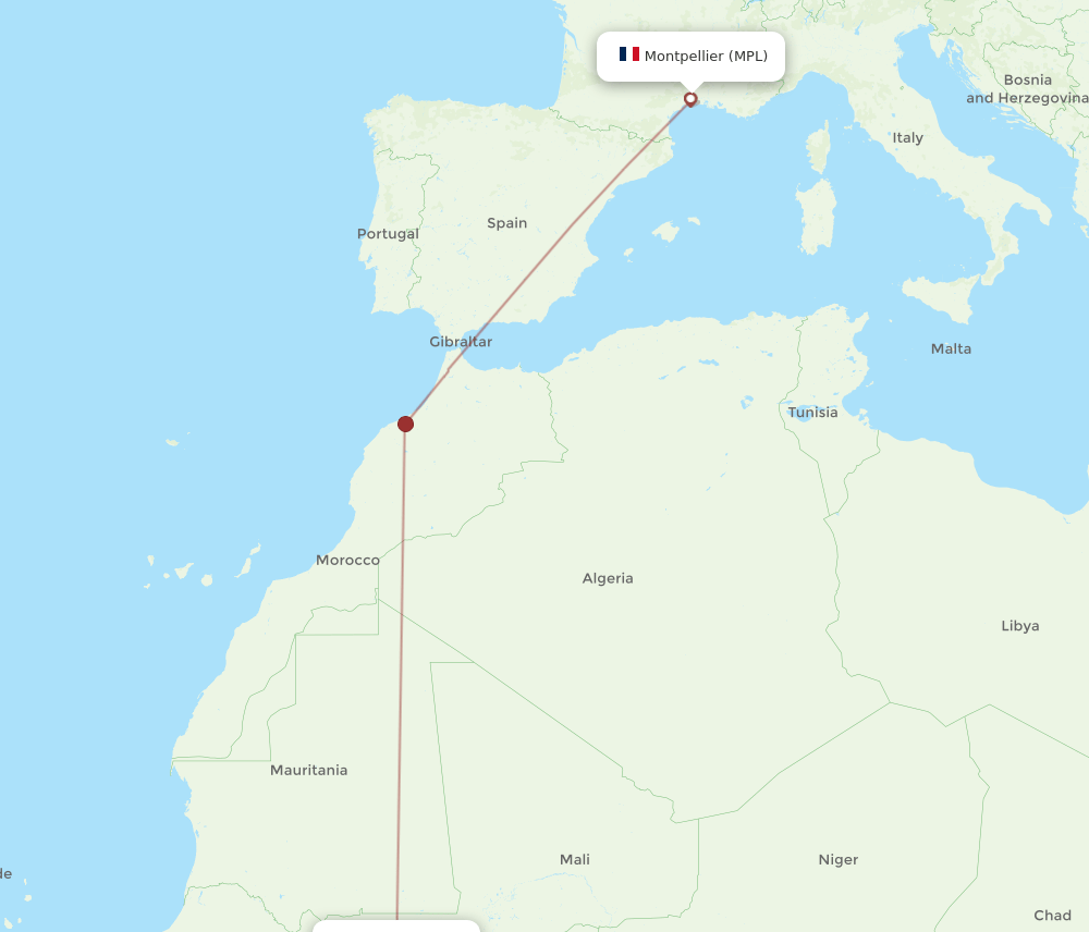 MPL to BKO flights and routes map