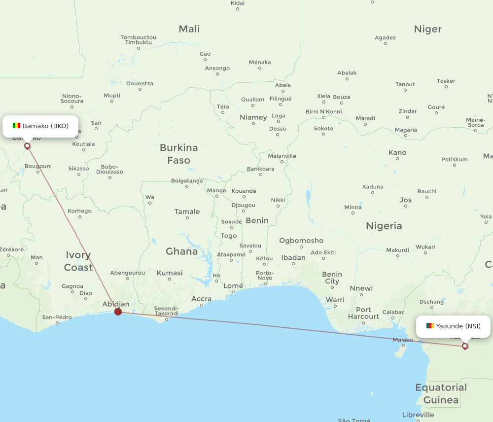 BKO to NSI flights and routes map