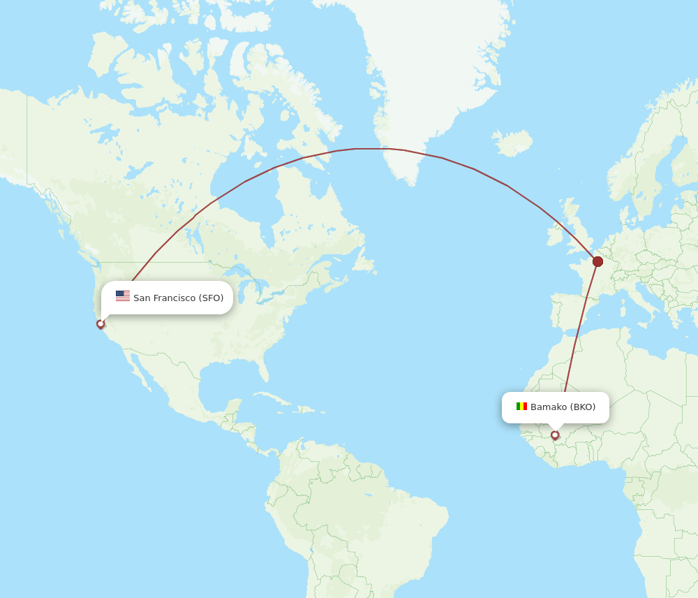 BKO-SFO flight routes