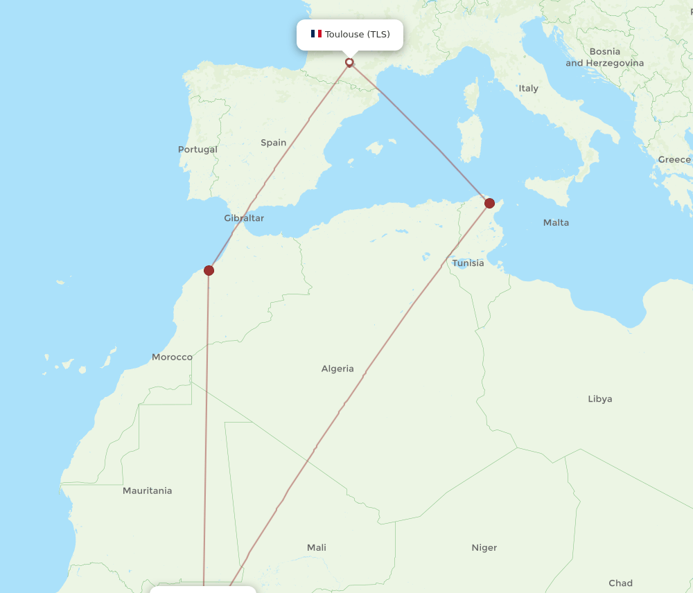 BKO to TLS flights and routes map
