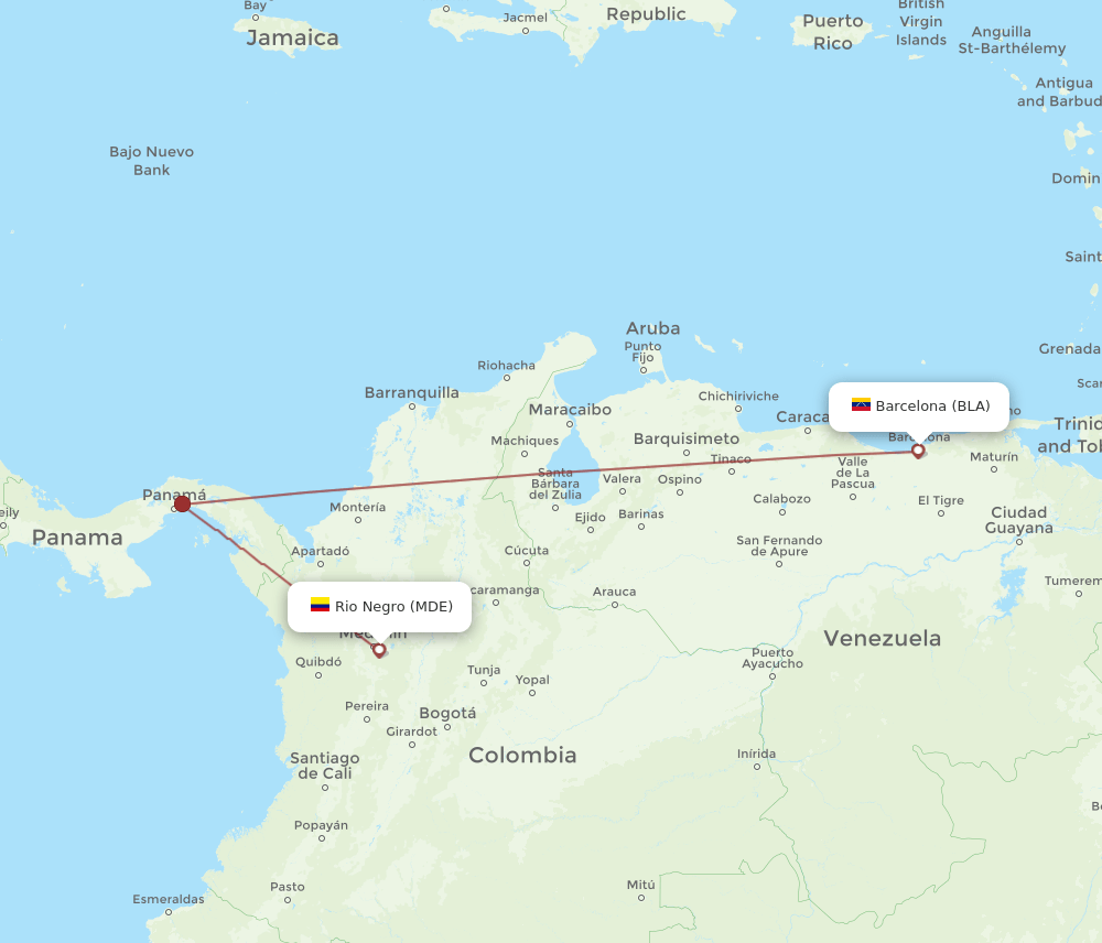 BLA-MDE flight routes