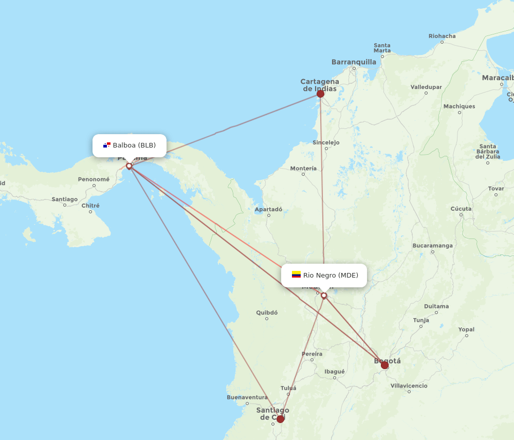 BLB to MDE flights and routes map