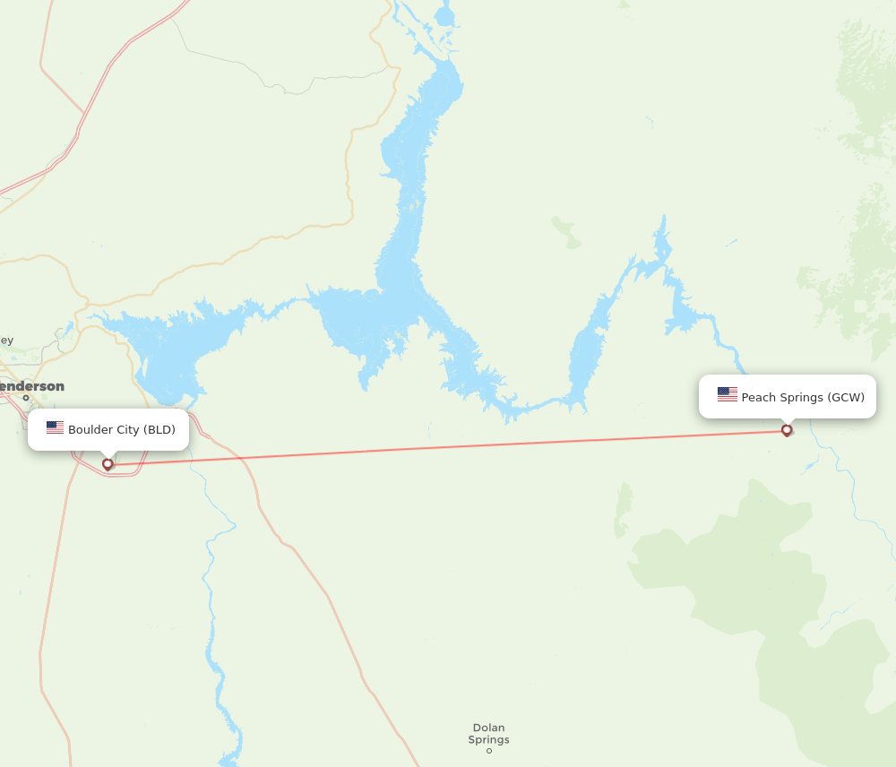 Boulder City - Peach Springs route map and flight paths