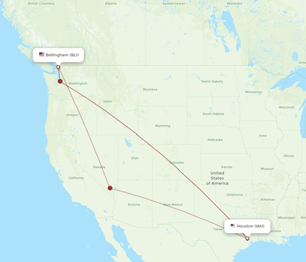 BLI to IAH flights and routes map