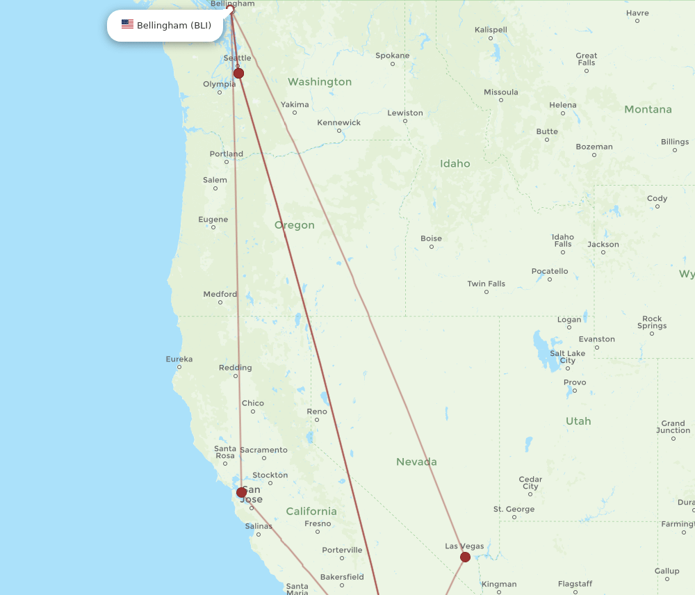 BLI to SAN flights and routes map