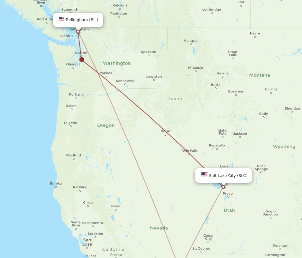 BLI-SLC flight routes