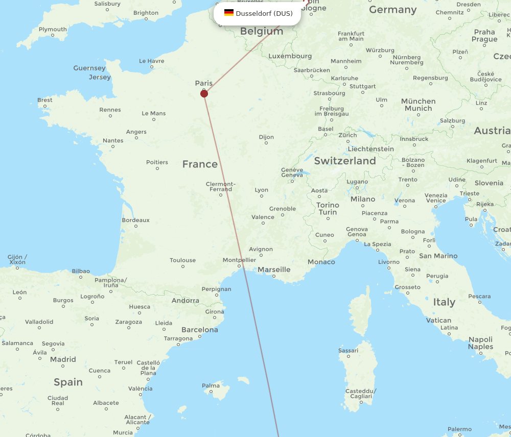 BLJ-DUS flight routes