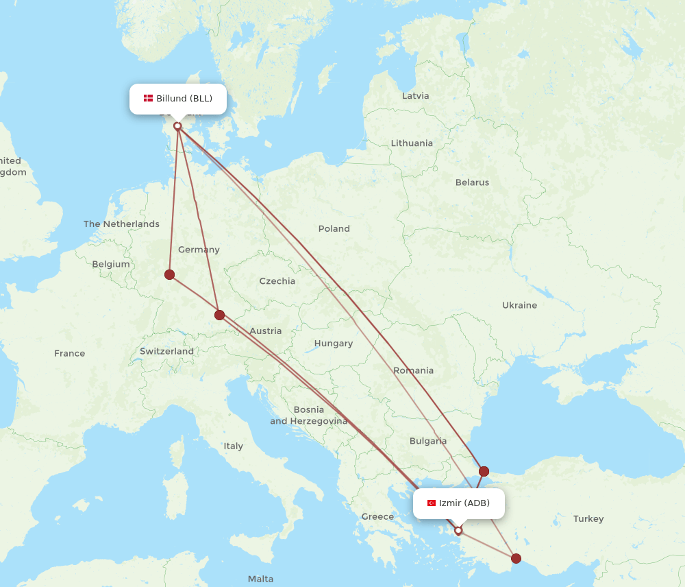 BLL-ADB flight routes