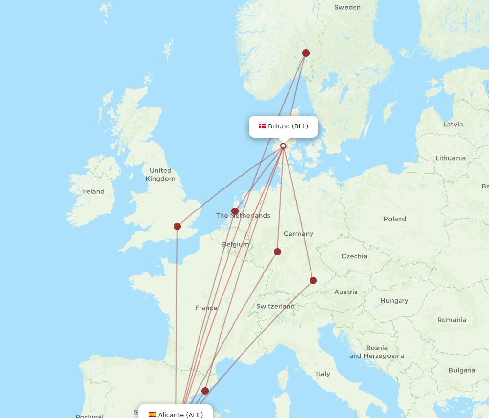 BLL-ALC flight routes