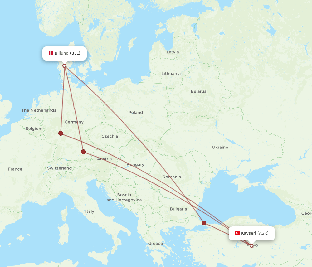 BLL-ASR flight routes
