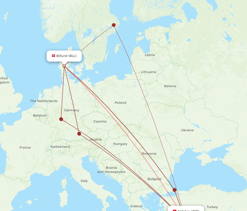 BLL-AYT flight routes