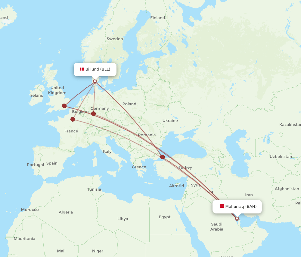 BLL-BAH flight routes