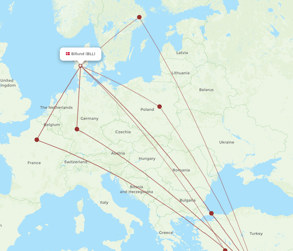 BLL to BEY flights and routes map