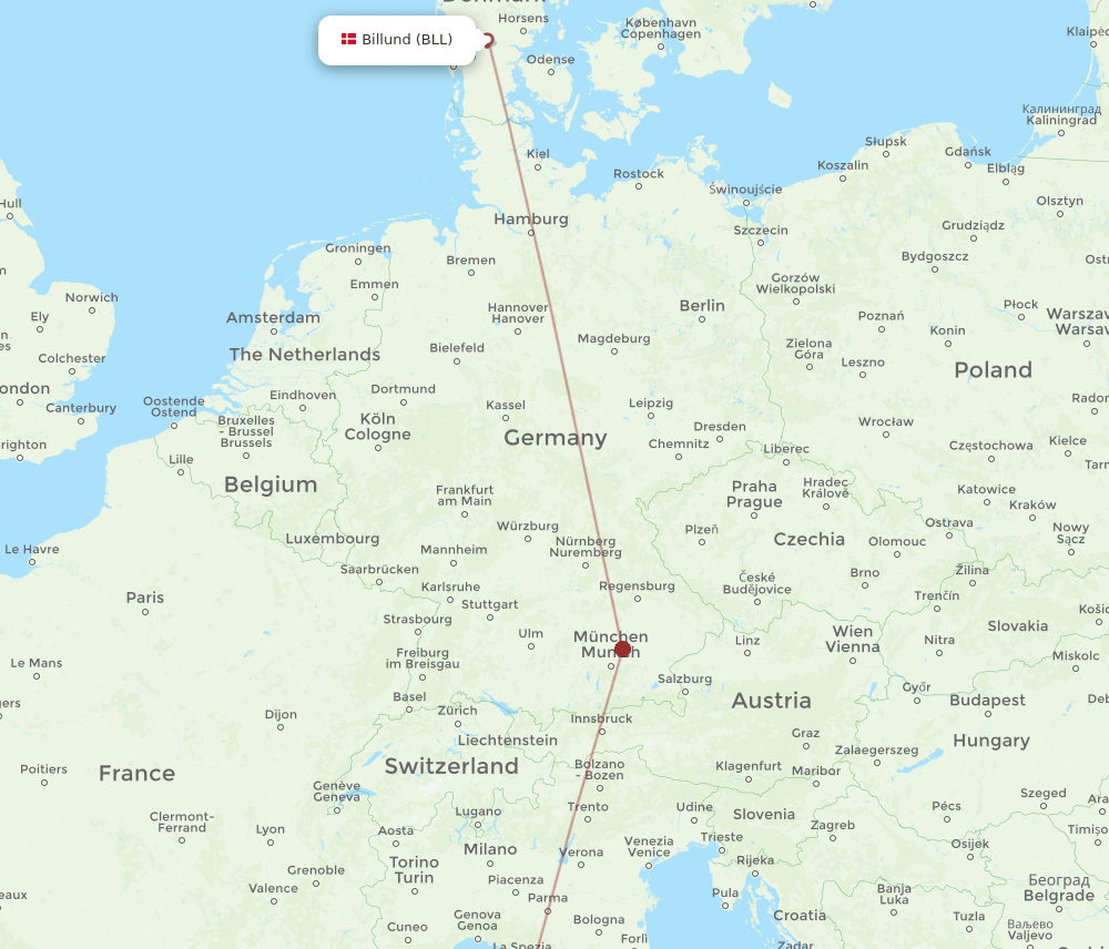 BLL-BIA flight routes