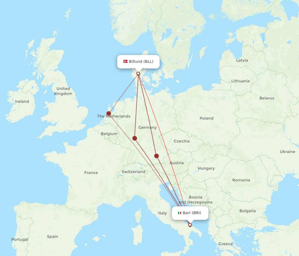 BLL-BRI flight routes