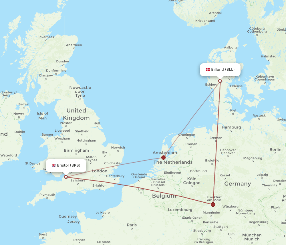 BLL-BRS flight routes