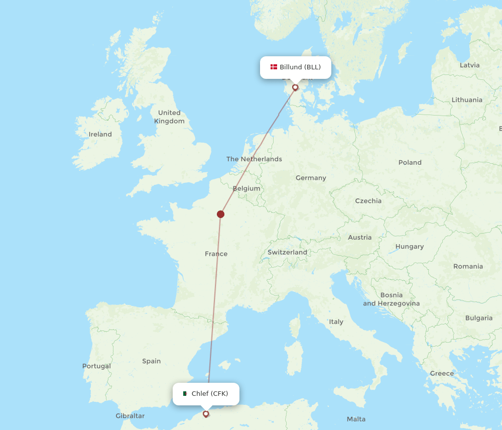 BLL-CFK flight routes