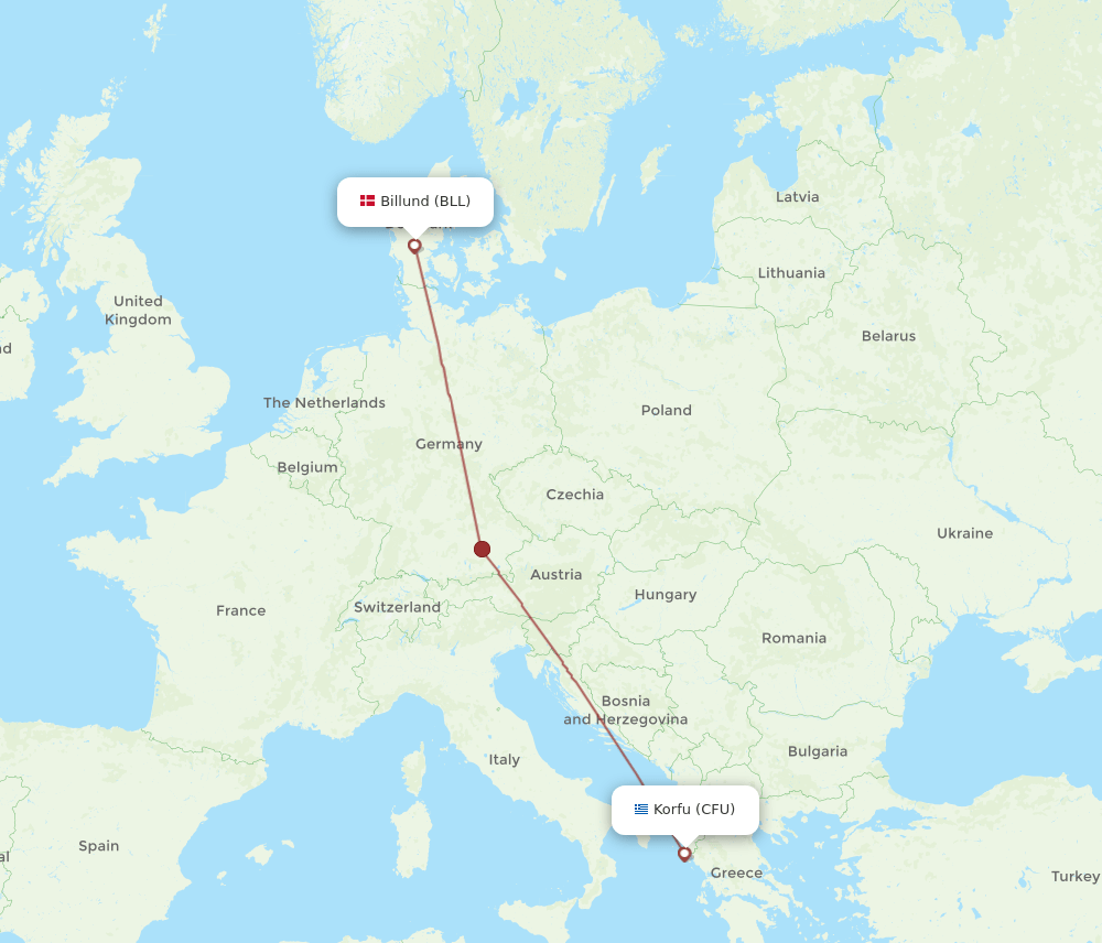 BLL-CFU flight routes