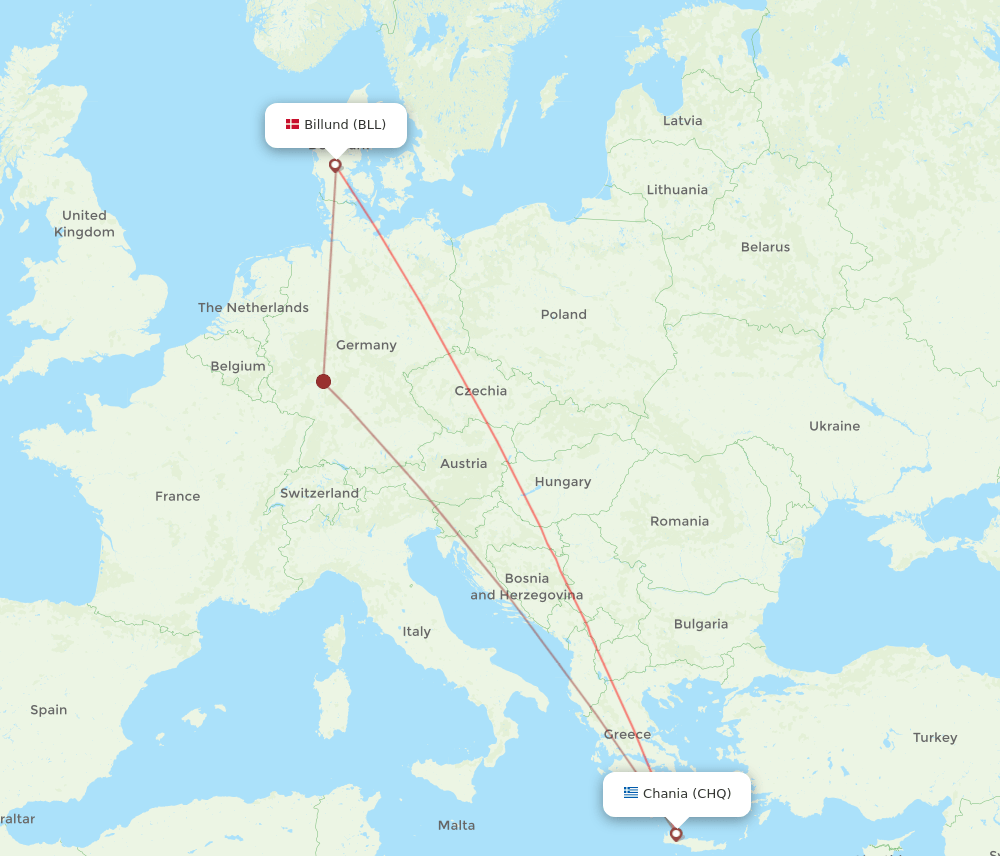BLL-CHQ flight routes
