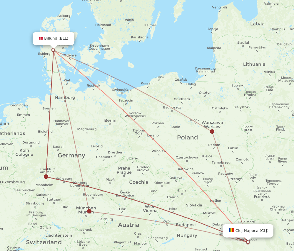 BLL-CLJ flight routes