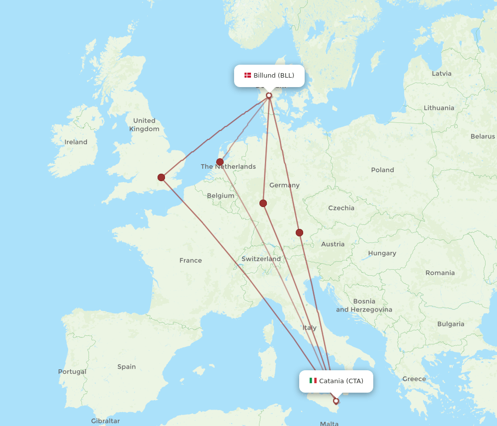 BLL-CTA flight routes