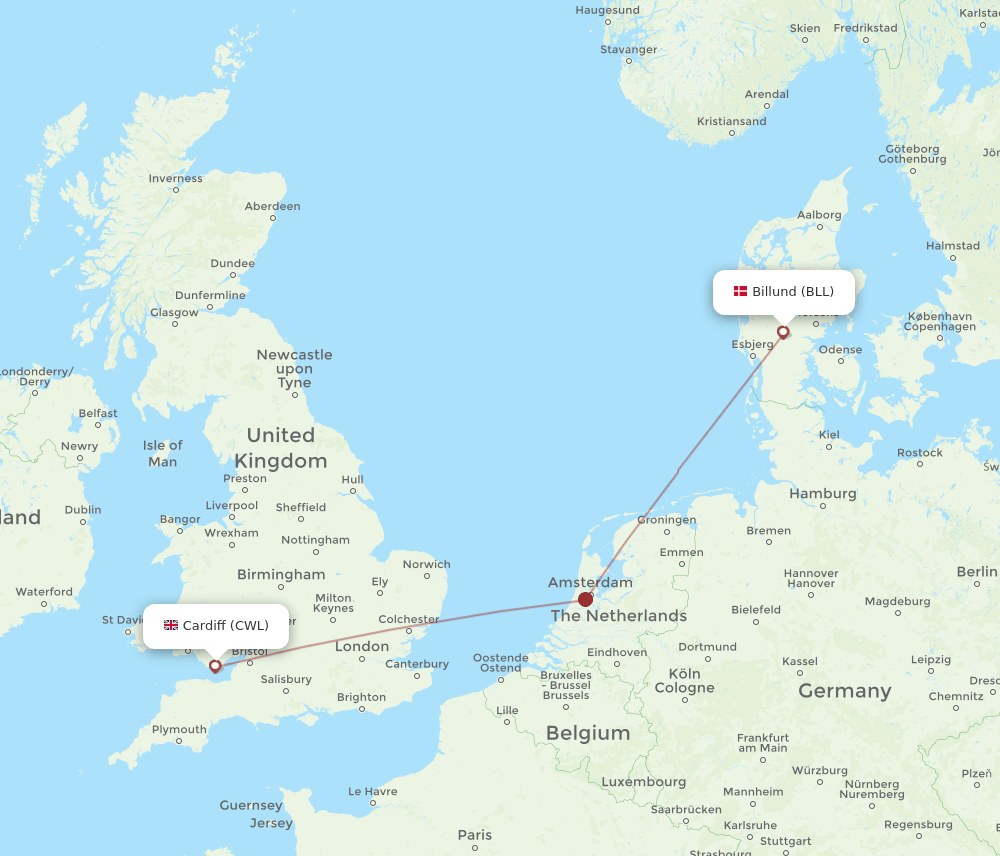 BLL-CWL flight routes
