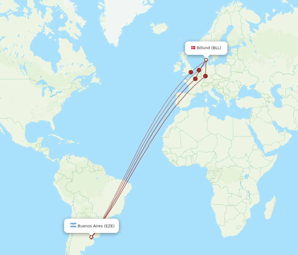 BLL-EZE flight routes