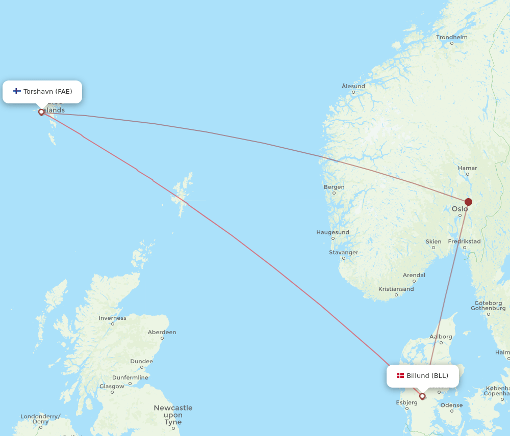 BLL-FAE flight routes
