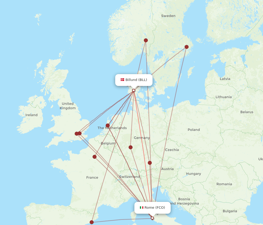 BLL-FCO flight routes