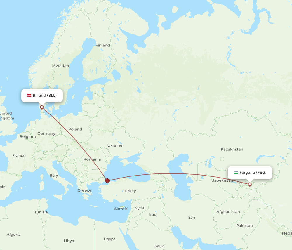 BLL-FEG flight routes