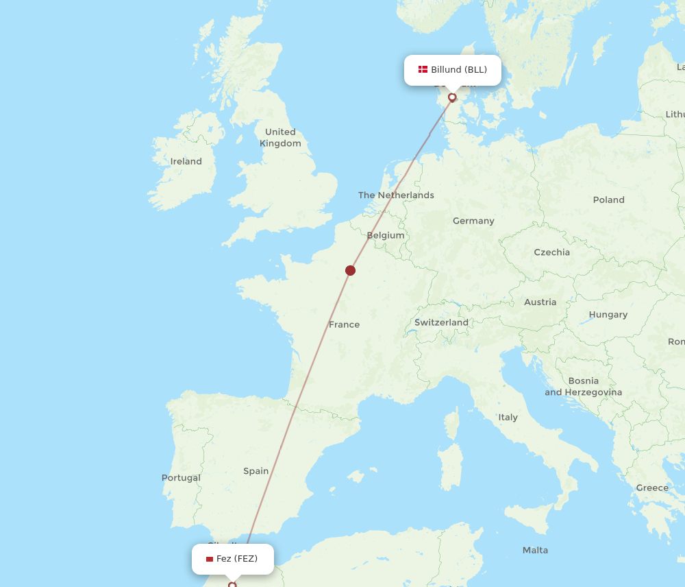 BLL-FEZ flight routes