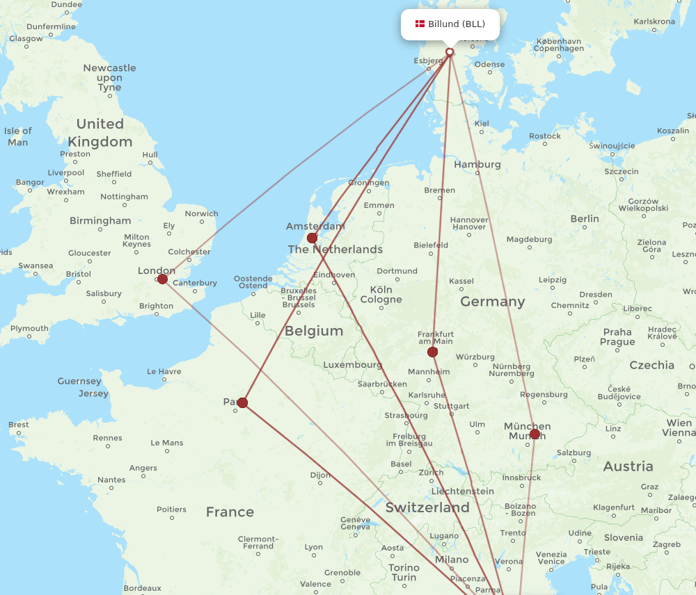BLL-FLR flight routes