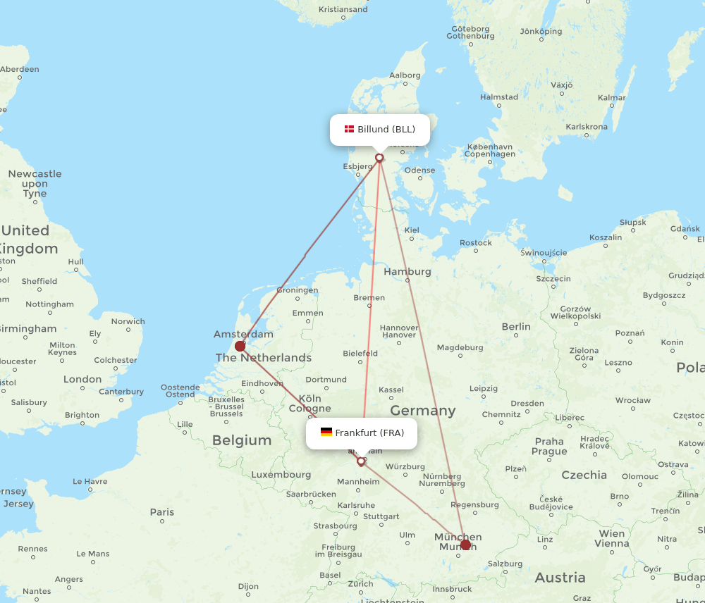 BLL-FRA flight routes