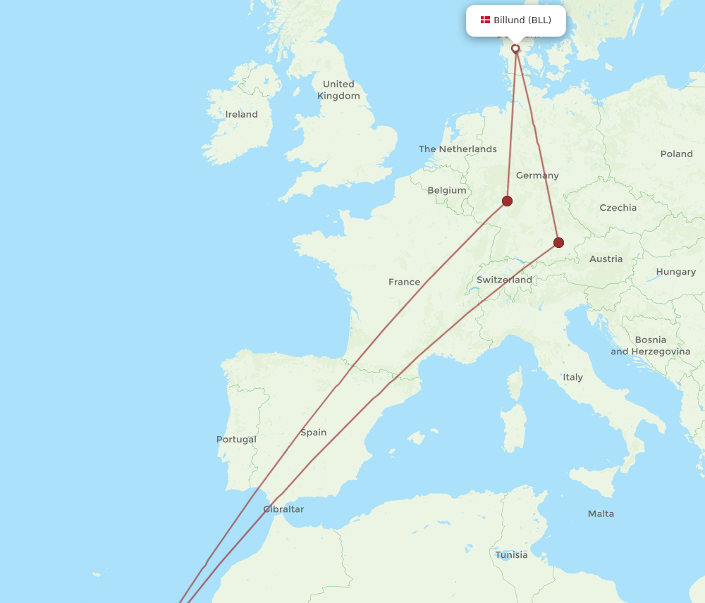 BLL-FUE flight routes
