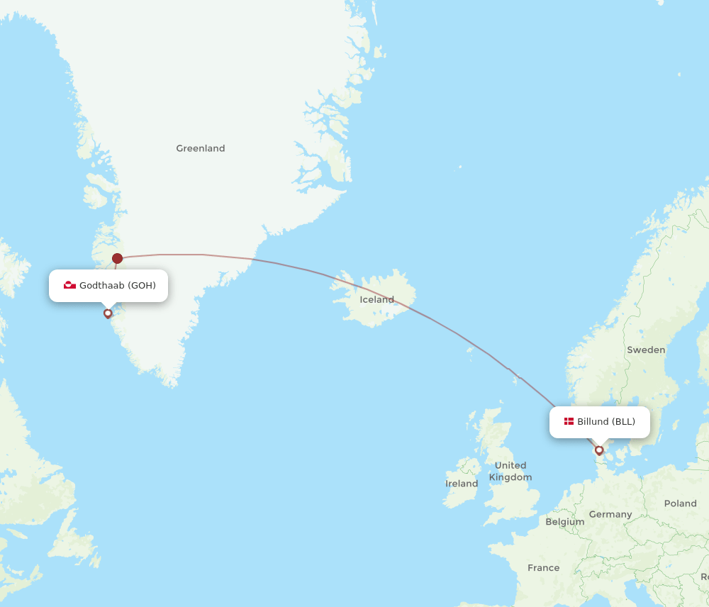 BLL-GOH flight routes