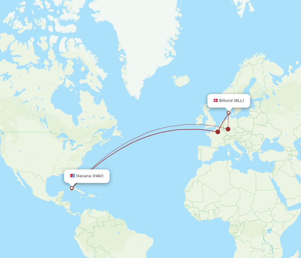 BLL-HAV flight routes